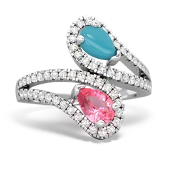 Turquoise Diamond Dazzler 14K White Gold ring R3000