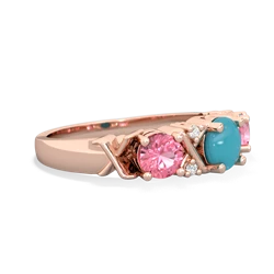 Turquoise Hugs And Kisses 14K Rose Gold ring R5016