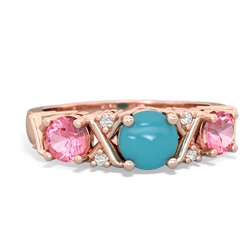 Turquoise Hugs And Kisses 14K Rose Gold ring R5016