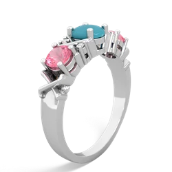 Turquoise Hugs And Kisses 14K White Gold ring R5016