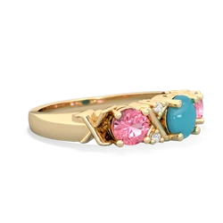 Turquoise Hugs And Kisses 14K Yellow Gold ring R5016