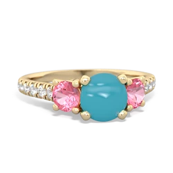 Turquoise Pave Trellis 14K Yellow Gold ring R5500