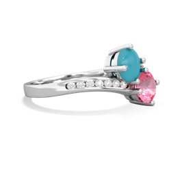 Turquoise Channel Set Two Stone 14K White Gold ring R5303