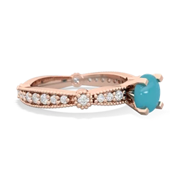 Turquoise Sparkling Tiara 6Mm Round 14K Rose Gold ring R26296RD