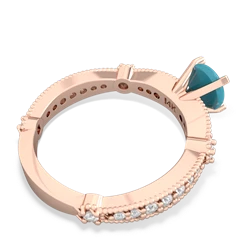 Turquoise Sparkling Tiara 6Mm Round 14K Rose Gold ring R26296RD