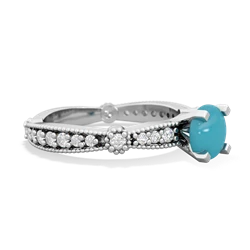 Turquoise Sparkling Tiara 6Mm Round 14K White Gold ring R26296RD