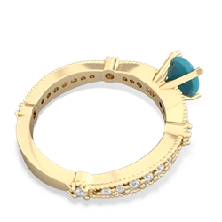 Turquoise Sparkling Tiara 6Mm Round 14K Yellow Gold ring R26296RD