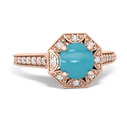 Turquoise Art-Deco Starburst 14K Rose Gold ring R5520