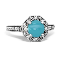 Turquoise Art-Deco Starburst 14K White Gold ring R5520