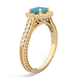 Turquoise Art-Deco Starburst 14K Yellow Gold ring R5520