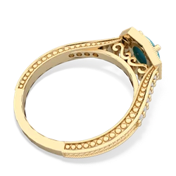 Turquoise Art-Deco Starburst 14K Yellow Gold ring R5520
