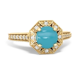 Turquoise Art-Deco Starburst 14K Yellow Gold ring R5520