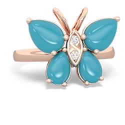 Turquoise Butterfly 14K Rose Gold ring R2215