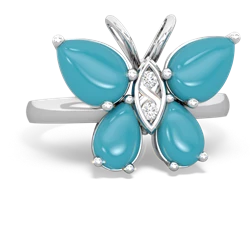 Turquoise Butterfly 14K White Gold ring R2215