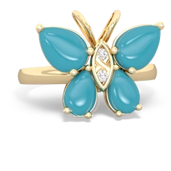 Turquoise Butterfly 14K Yellow Gold ring R2215