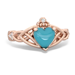 Turquoise Claddagh Celtic Knot Diamond 14K Rose Gold ring R5001