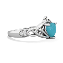 Turquoise Claddagh Celtic Knot Diamond 14K White Gold ring R5001