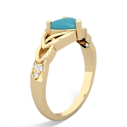 Turquoise Claddagh Celtic Knot Diamond 14K Yellow Gold ring R5001