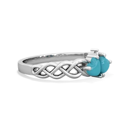 Turquoise Heart To Heart Braid 14K White Gold ring R5870