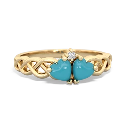 Turquoise Heart To Heart Braid 14K Yellow Gold ring R5870