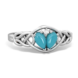 Turquoise Celtic Love Knot 14K White Gold ring R5420