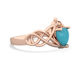 Turquoise Claddagh Celtic Knot 14K Rose Gold ring R2367