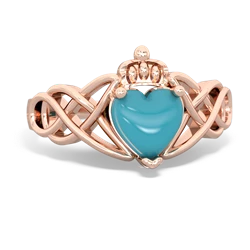 Turquoise Claddagh Celtic Knot 14K Rose Gold ring R2367