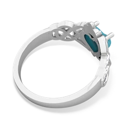 Turquoise Claddagh Celtic Knot 14K White Gold ring R2367