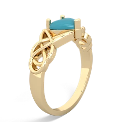 Turquoise Claddagh Celtic Knot 14K Yellow Gold ring R2367