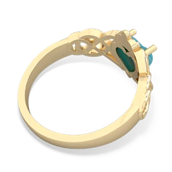 Turquoise Claddagh Celtic Knot 14K Yellow Gold ring R2367