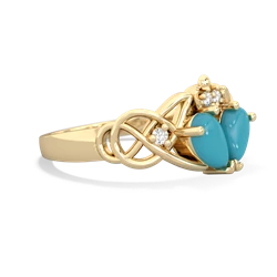 Turquoise 'One Heart' Celtic Knot Claddagh 14K Yellow Gold ring R5322