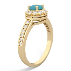 Turquoise Diamond Halo 14K Yellow Gold ring R5370
