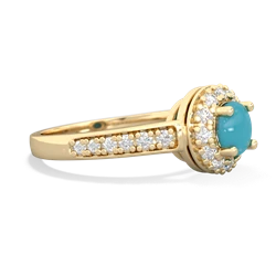 Turquoise Diamond Halo 14K Yellow Gold ring R5370