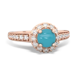 Turquoise Diamond Halo 14K Rose Gold ring R5370