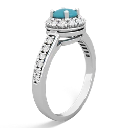 Turquoise Diamond Halo 14K White Gold ring R5370