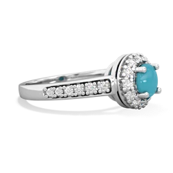 Turquoise Diamond Halo 14K White Gold ring R5370