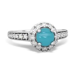 Turquoise Diamond Halo 14K White Gold ring R5370