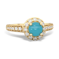 Turquoise Diamond Halo 14K Yellow Gold ring R5370