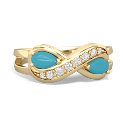 Turquoise Diamond Infinity 14K Yellow Gold ring R5390