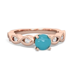 Turquoise Infinity 5Mm Round Engagement 14K Rose Gold ring R26315RD