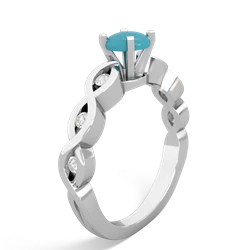 Turquoise Infinity 5Mm Round Engagement 14K White Gold ring R26315RD