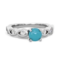 Turquoise Infinity 5Mm Round Engagement 14K White Gold ring R26315RD