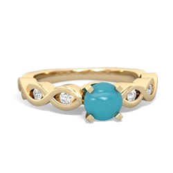 Turquoise Infinity 5Mm Round Engagement 14K Yellow Gold ring R26315RD