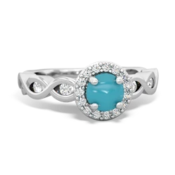 Turquoise Infinity Halo Engagement 14K White Gold ring R26315RH