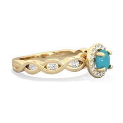 Turquoise Infinity Halo Engagement 14K Yellow Gold ring R26315RH