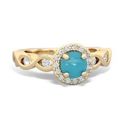 Turquoise Infinity Halo Engagement 14K Yellow Gold ring R26315RH