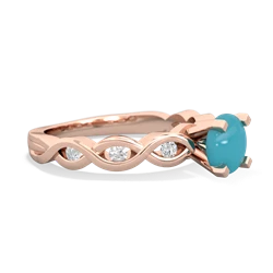 Turquoise Infinity 6Mm Round Engagement 14K Rose Gold ring R26316RD