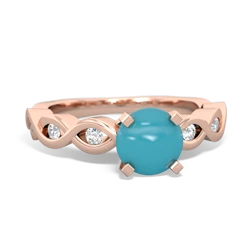 Turquoise Infinity 6Mm Round Engagement 14K Rose Gold ring R26316RD