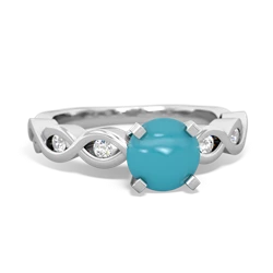 Turquoise Infinity 6Mm Round Engagement 14K White Gold ring R26316RD