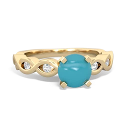 Turquoise Infinity 6Mm Round Engagement 14K Yellow Gold ring R26316RD